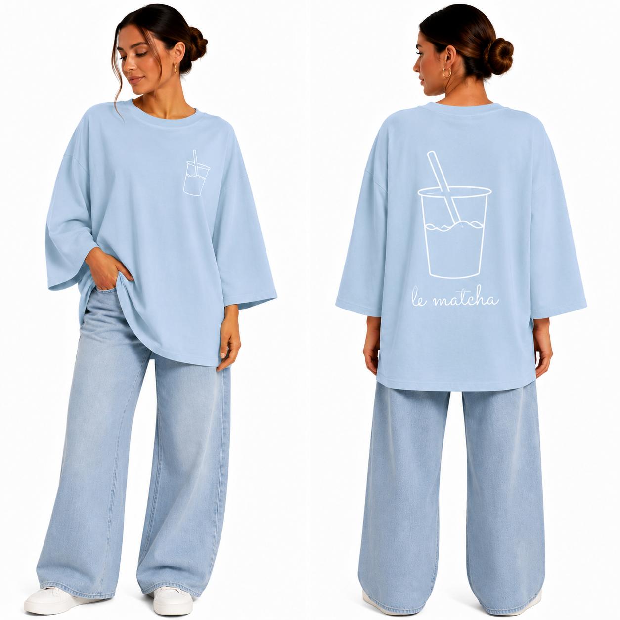 T-shirt oversize "Le Matcha" brodé – Confort & style au quotidien ✨