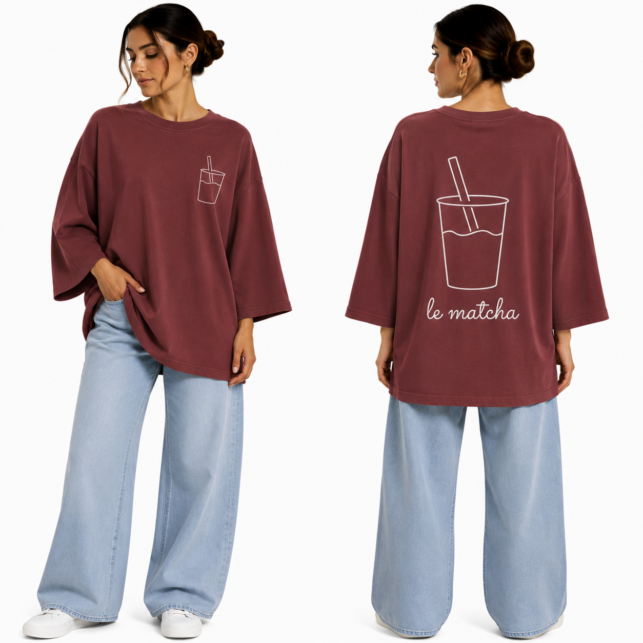 T-shirt oversize "Le Matcha" brodé – Confort & style au quotidien ✨