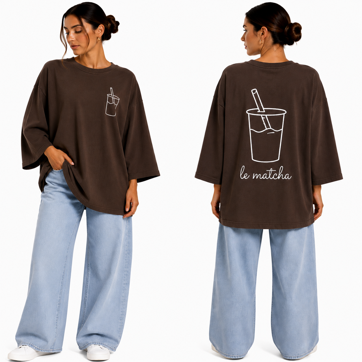 T-shirt oversize "Le Matcha" brodé – Confort & style au quotidien ✨