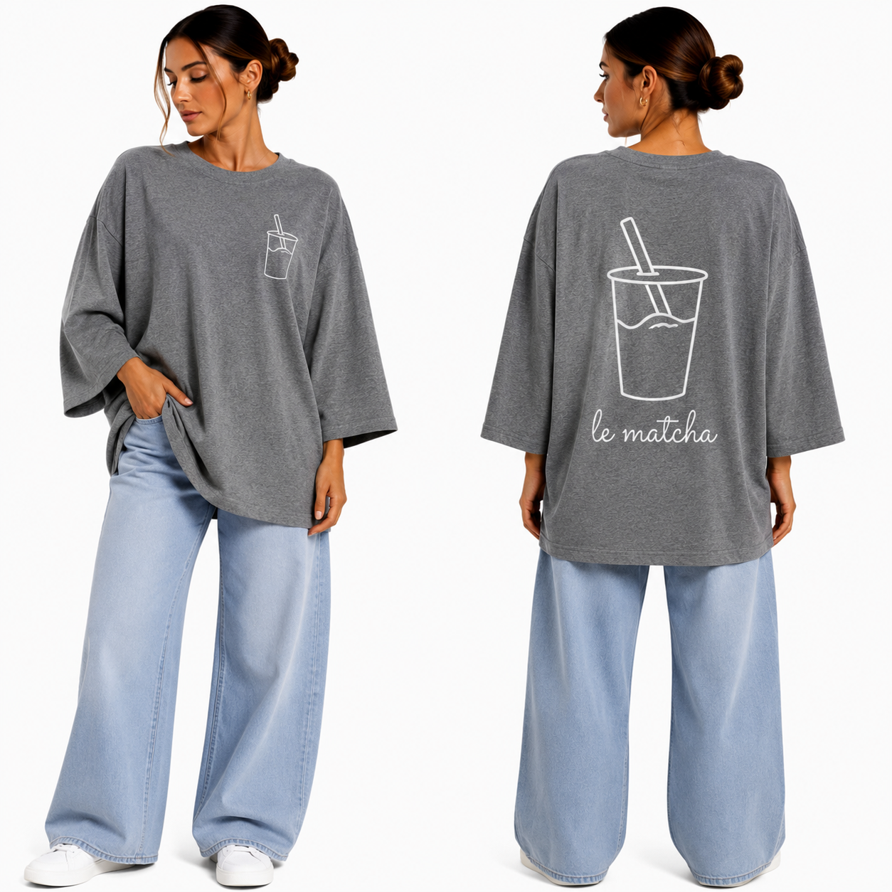 T-shirt oversize "Le Matcha" brodé – Confort & style au quotidien ✨