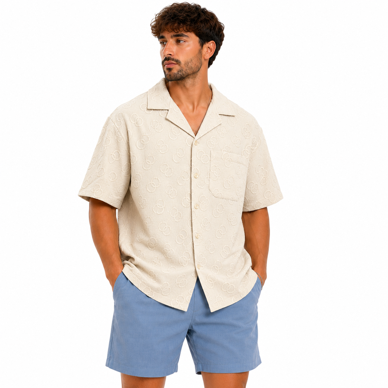 Chemise Homme Manches Courtes – Style Resort Noir
