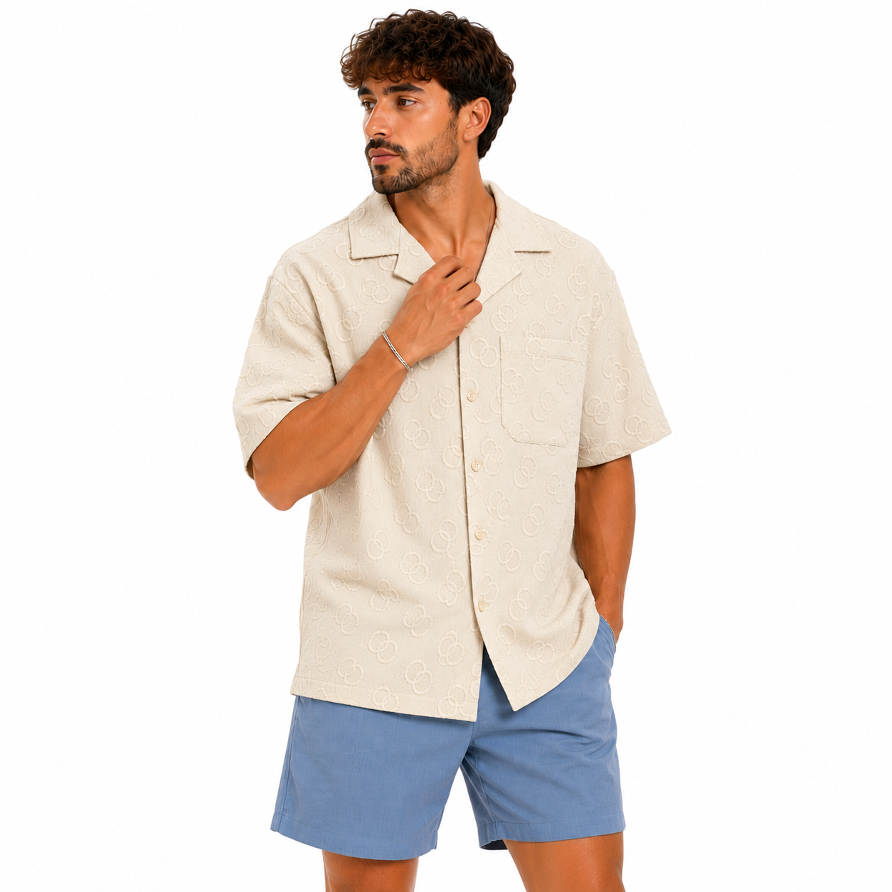 Chemise Homme Manches Courtes – Style Resort Noir