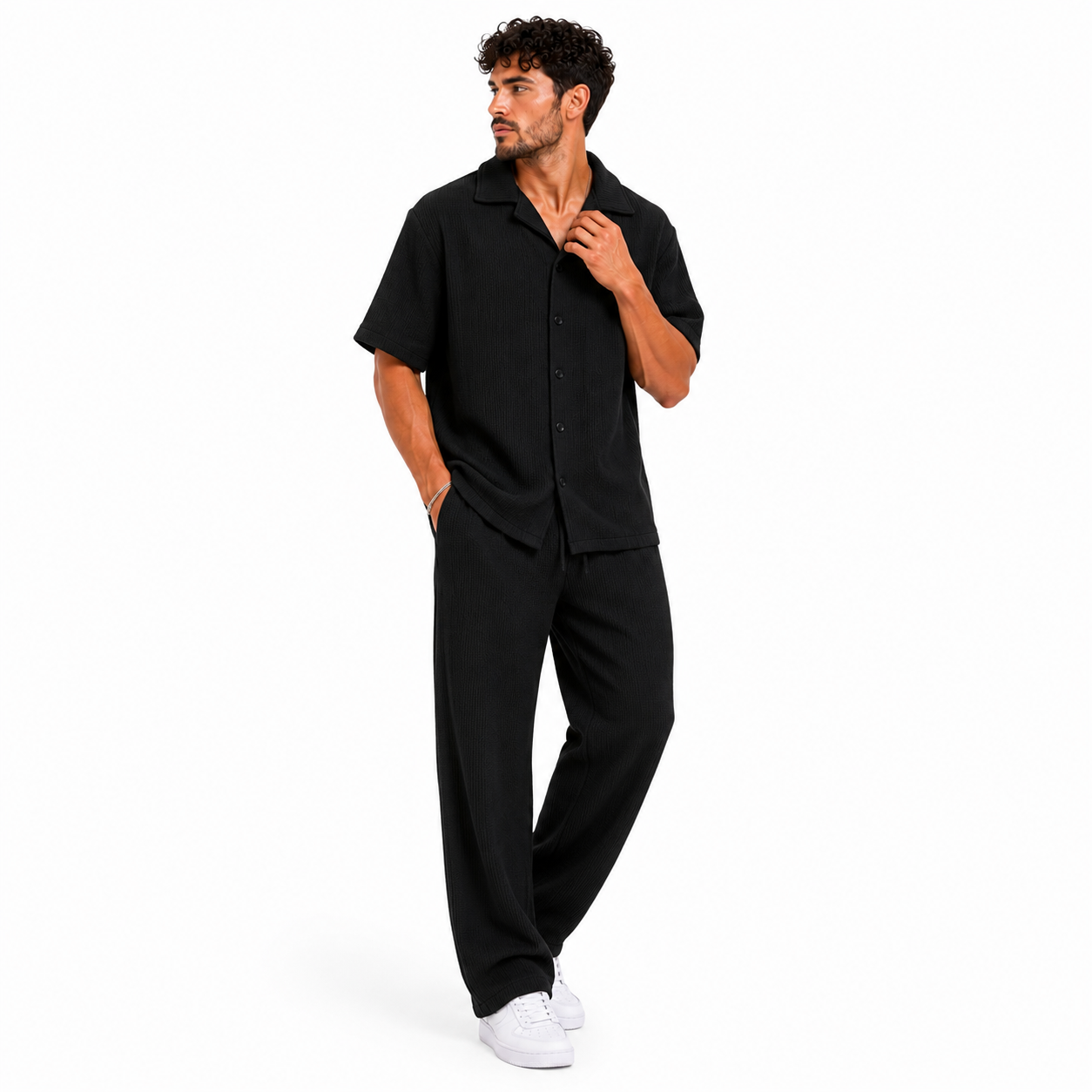 Ensemble Homme Chemise & Pantalon – Style Resort Décontracté