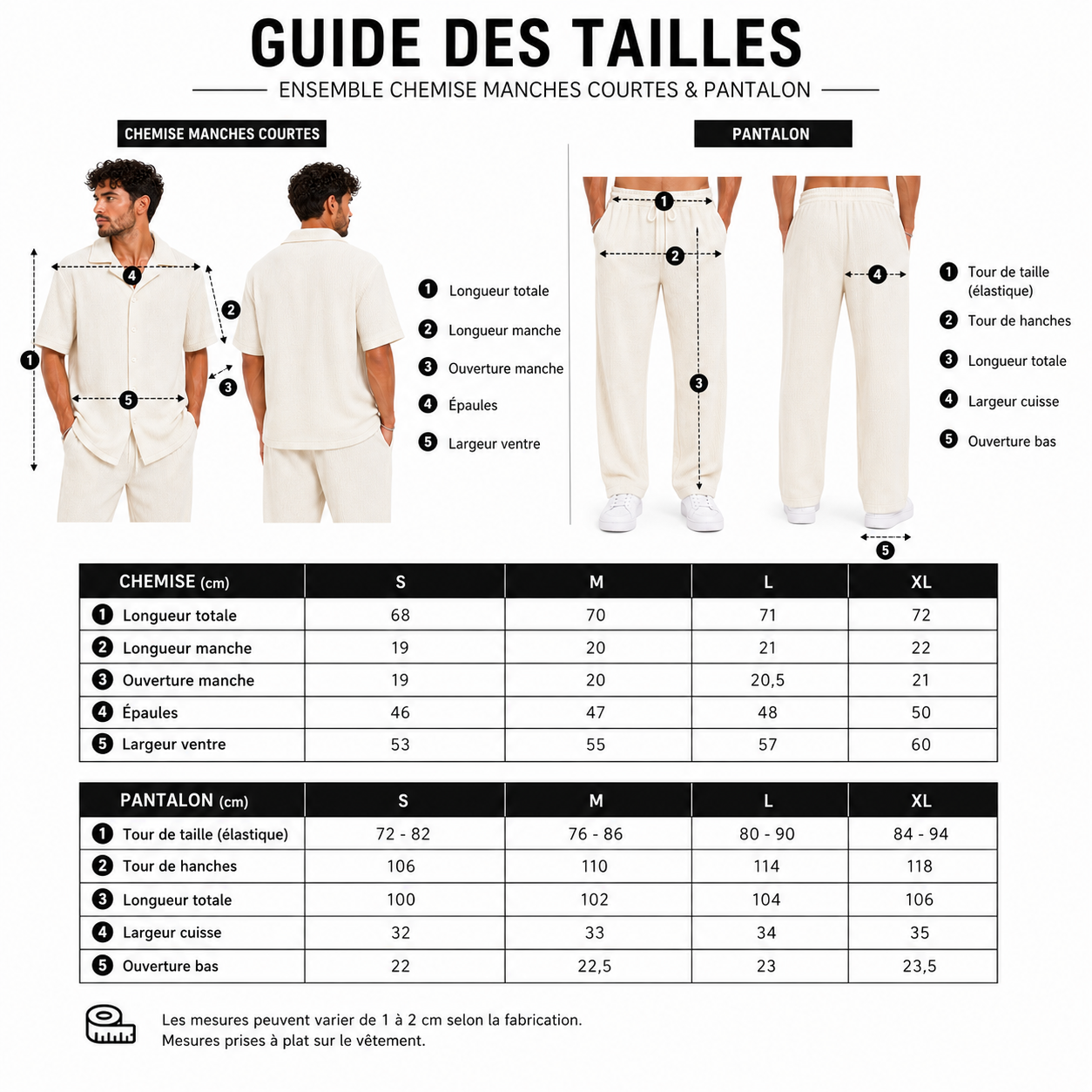 Ensemble Homme Chemise & Pantalon – Style Resort Décontracté