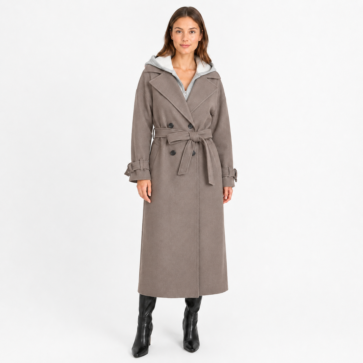 Manteau Long Femme à Capuche – Coupe Oversize avec Ceinture