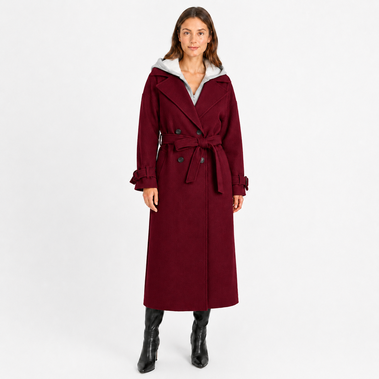 Manteau Long Femme à Capuche – Coupe Oversize avec Ceinture