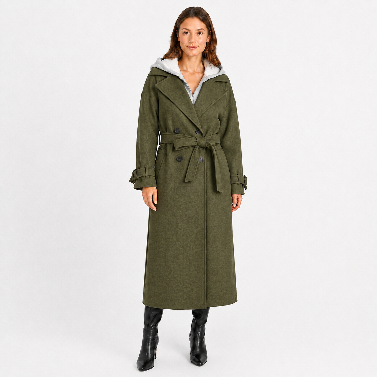 Manteau Long Femme à Capuche – Coupe Oversize avec Ceinture