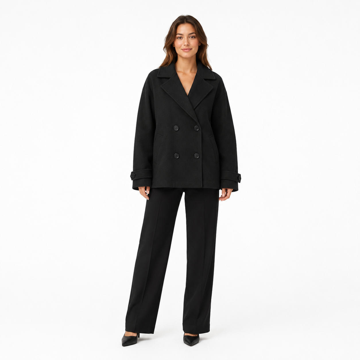 Veste Classique Coupe Droite Sans Ceinture