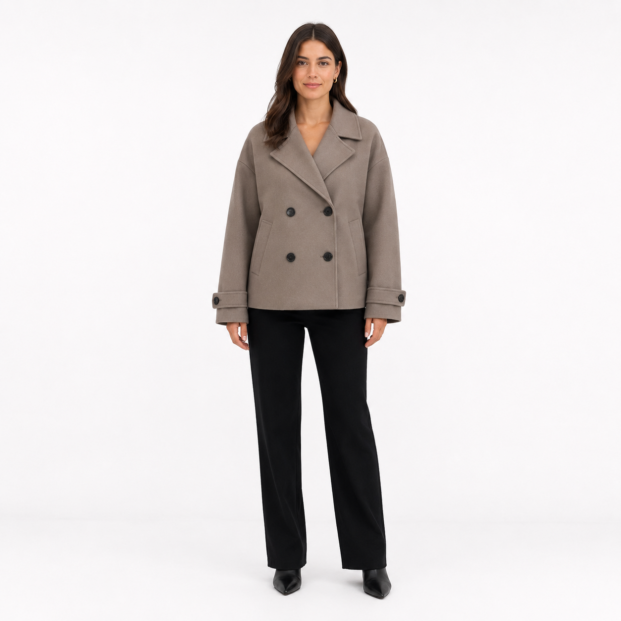 Veste Classique Coupe Droite Sans Ceinture