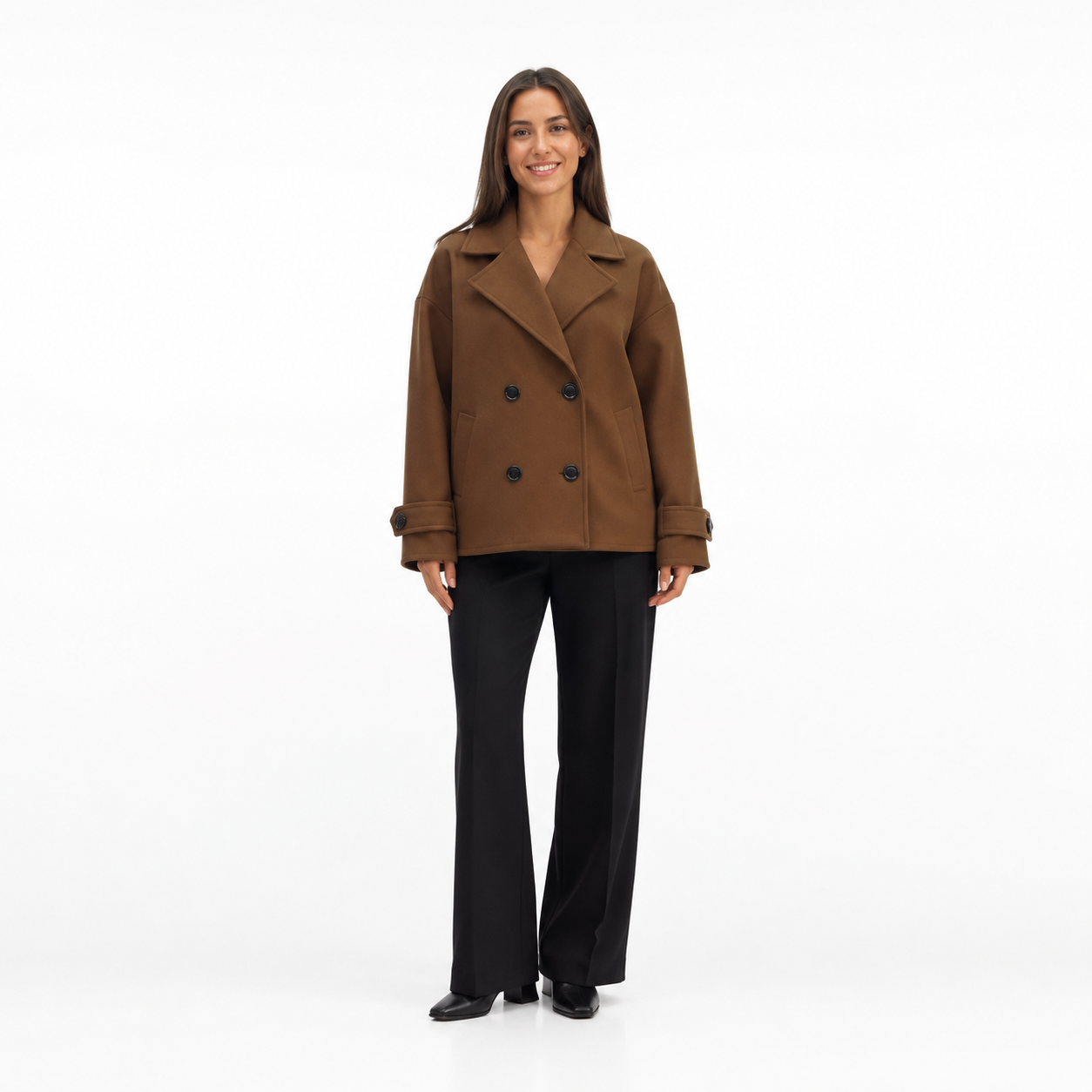 Veste Classique Coupe Droite Sans Ceinture