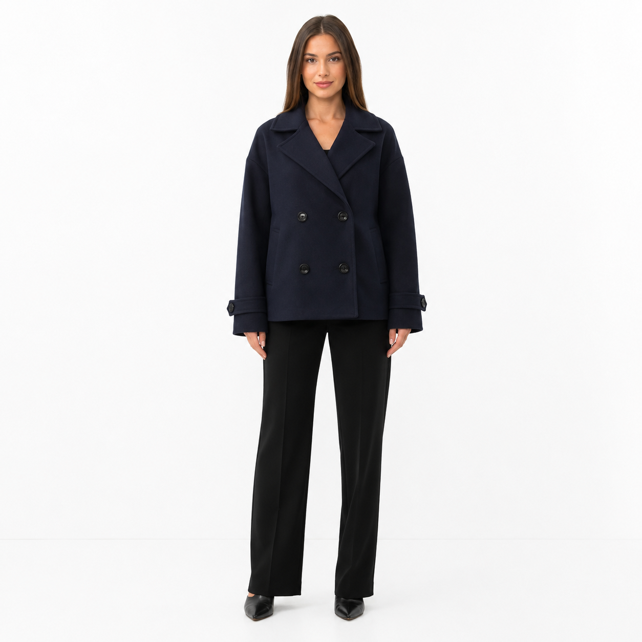 Veste Classique Coupe Droite Sans Ceinture