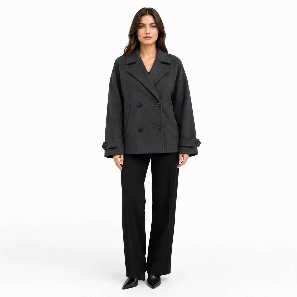 Veste Classique Coupe Droite Sans Ceinture