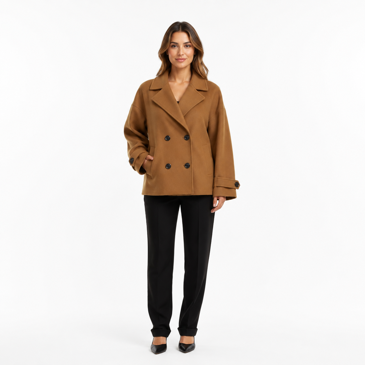 Veste Classique Coupe Droite Sans Ceinture
