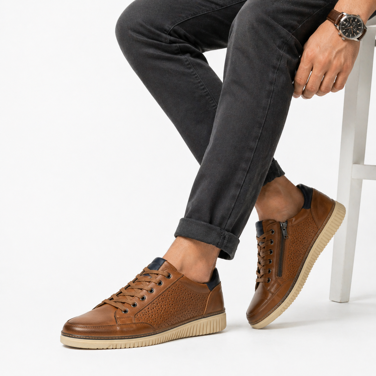 Chaussures Casual Homme – Marron & Noir