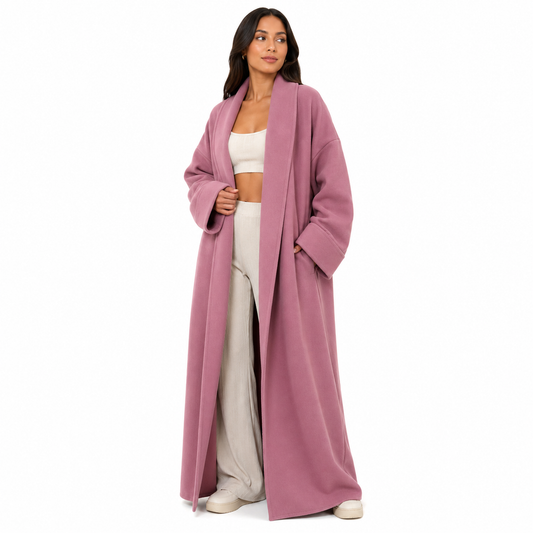 Gilet long 116 oversize femme avec poches – Cardigan ouvert élégant style cocoon