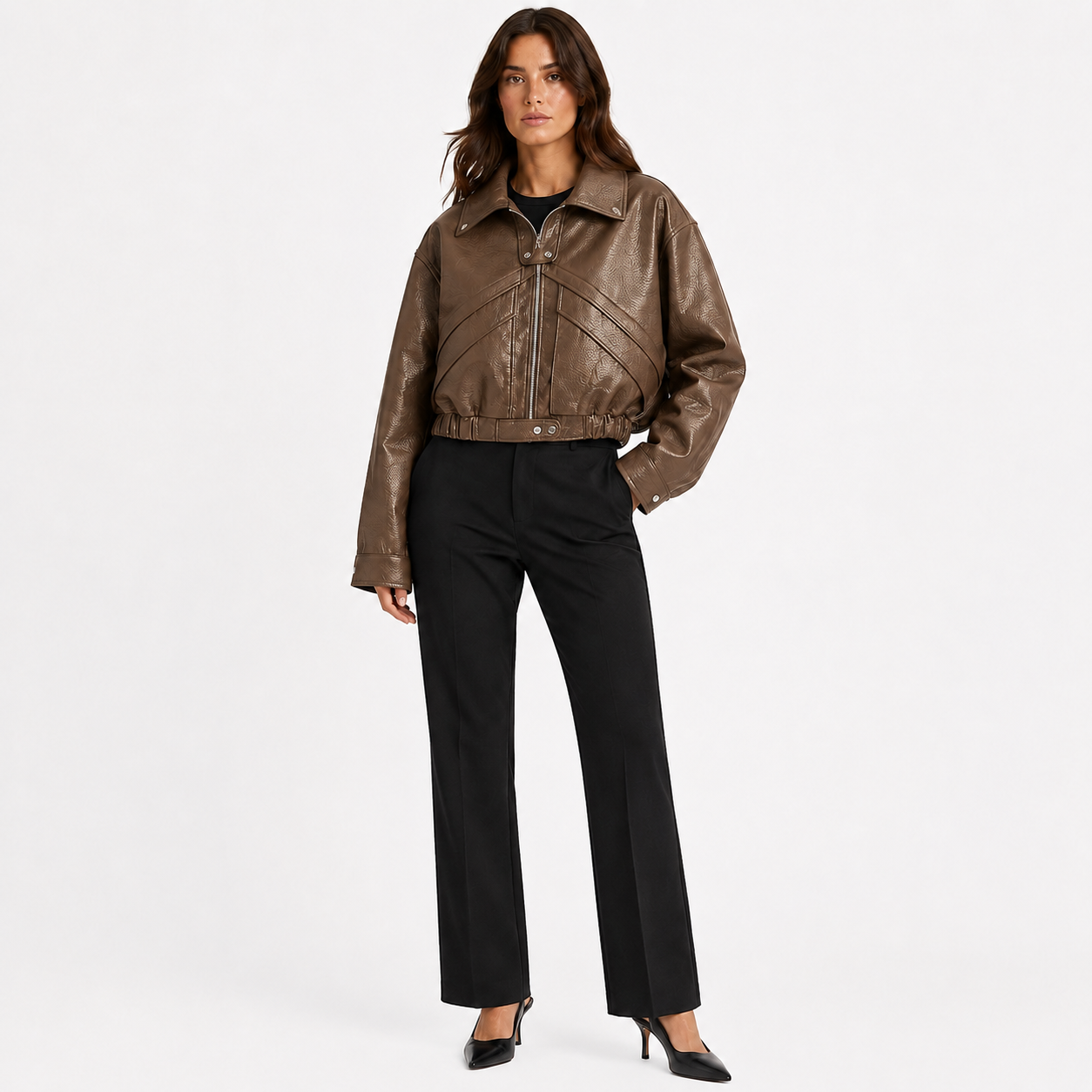 Veste Élégante Femme à Fermeture Éclair Cachée