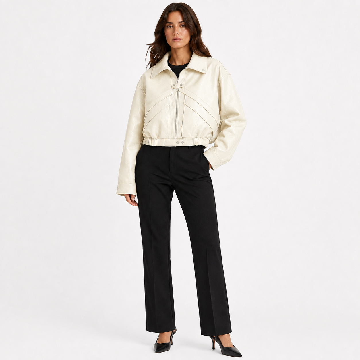 Veste Élégante Femme à Fermeture Éclair Cachée