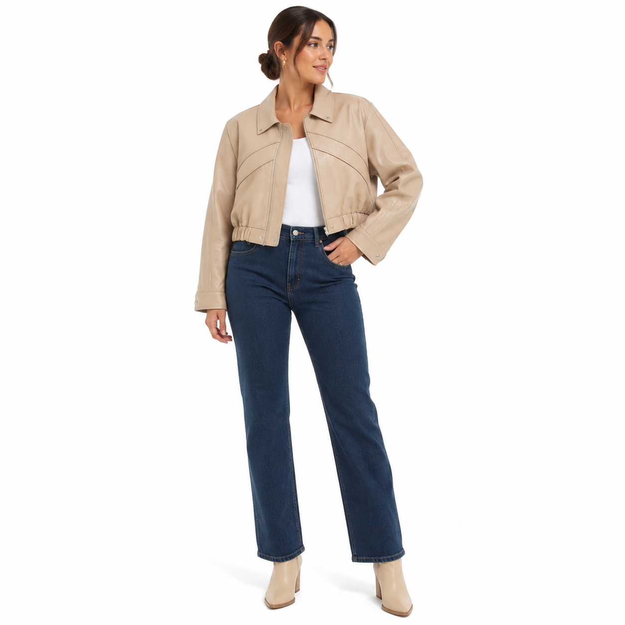 Veste Élégante Femme à Fermeture Éclair Cachée