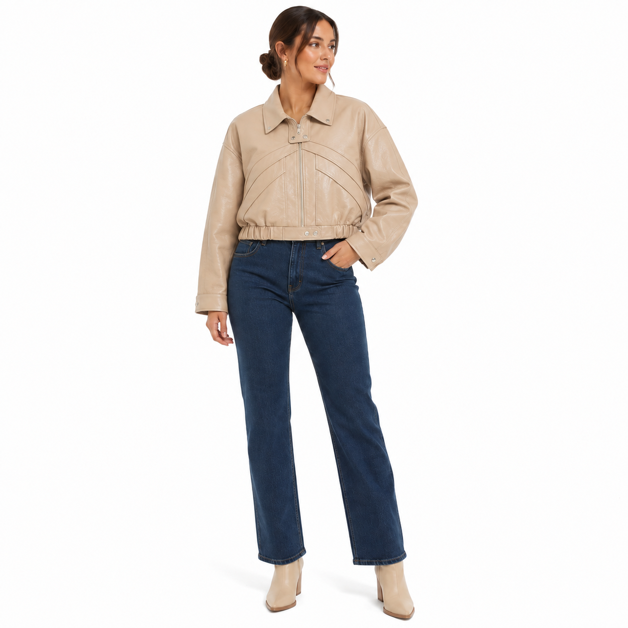 Veste Élégante Femme à Fermeture Éclair Cachée