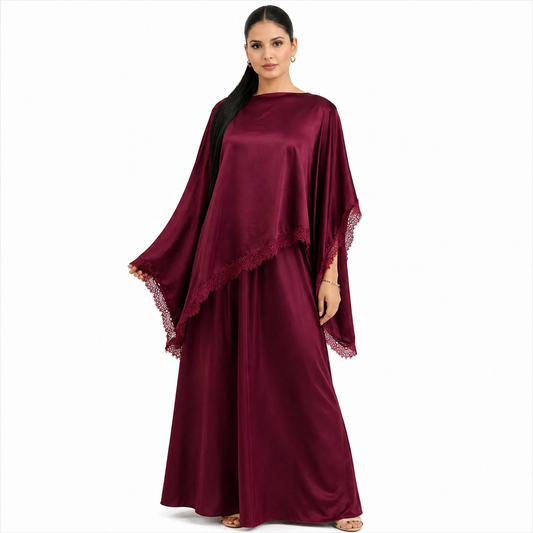 Satin Set with Lace – Elegant Flowy Cut