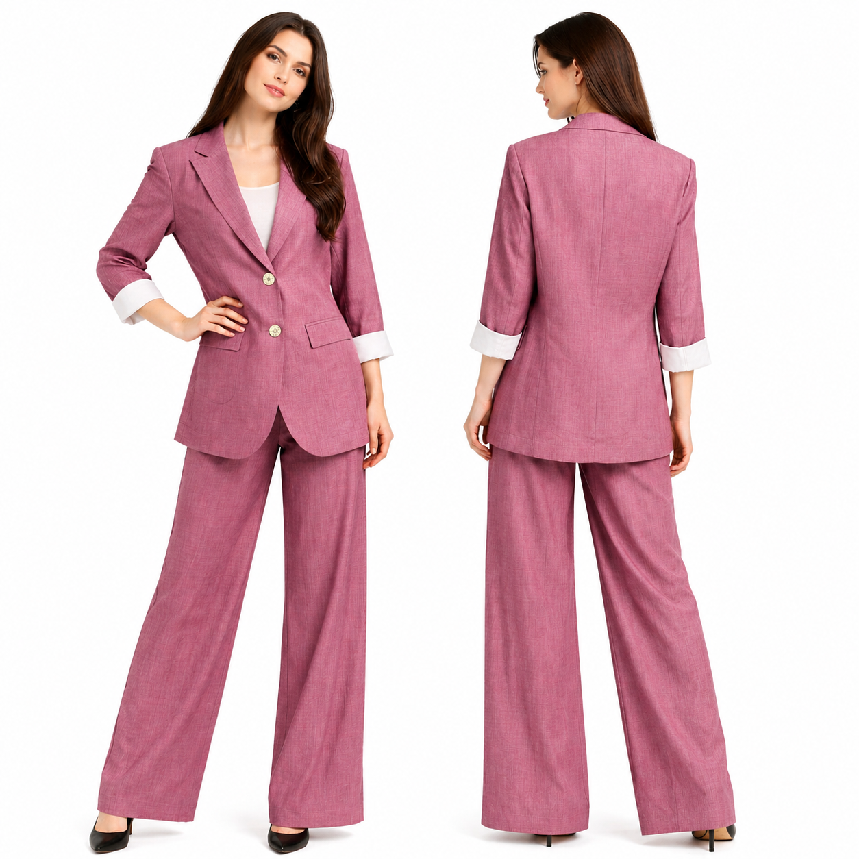 Ensemble Tailleur Femme 2 Pièces Chic – Blazer + Pantalon Fluide – Coupe Élégante