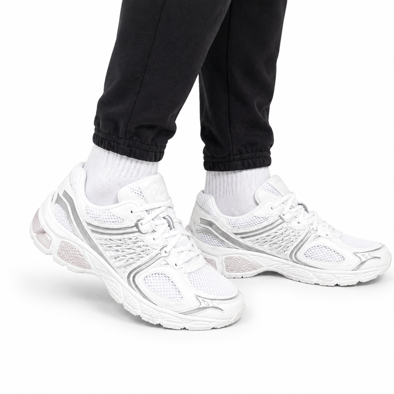 Trendy Two-Tone Sneakers – Black, White & Grey