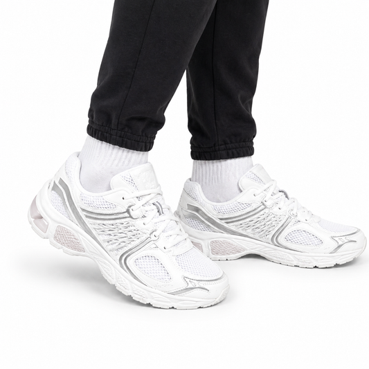 Trendy Two-Tone Sneakers – Black, White & Grey