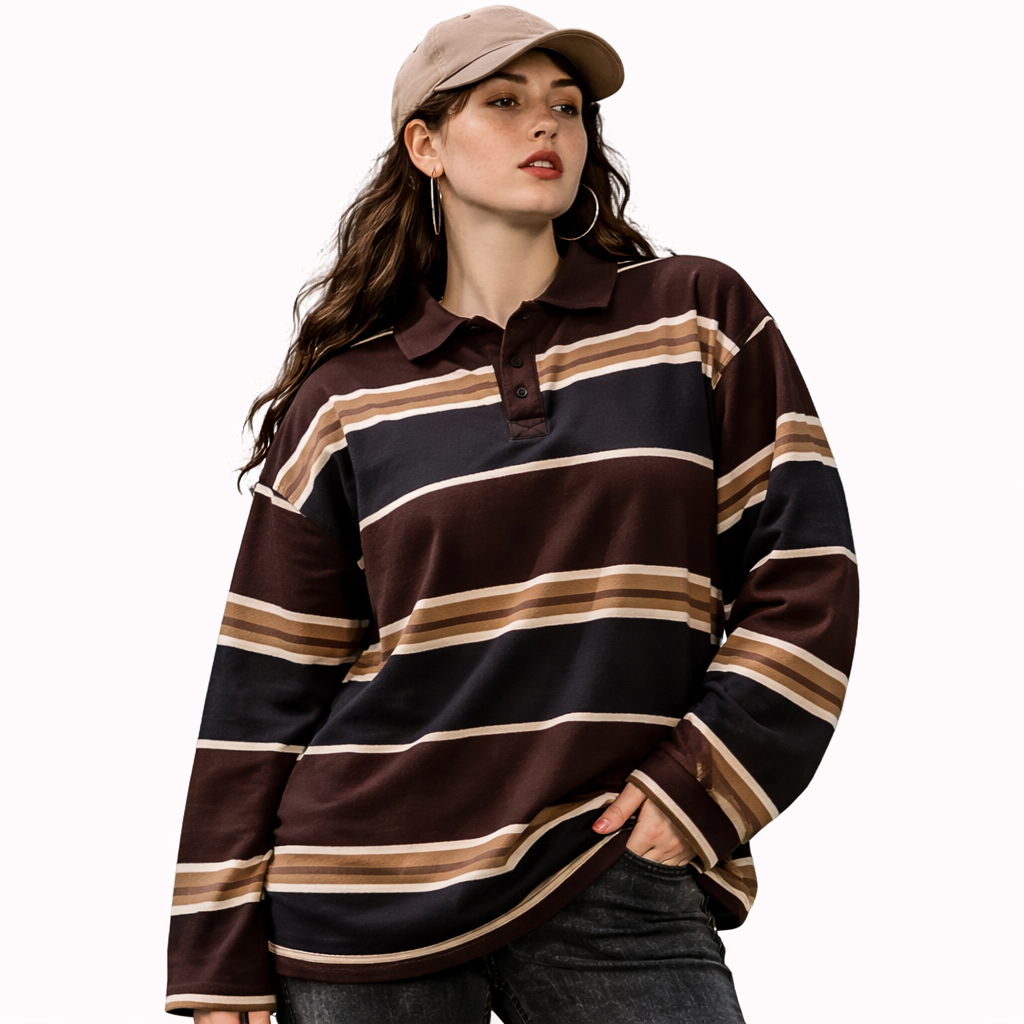 Pull oversize stylé a rayures 248