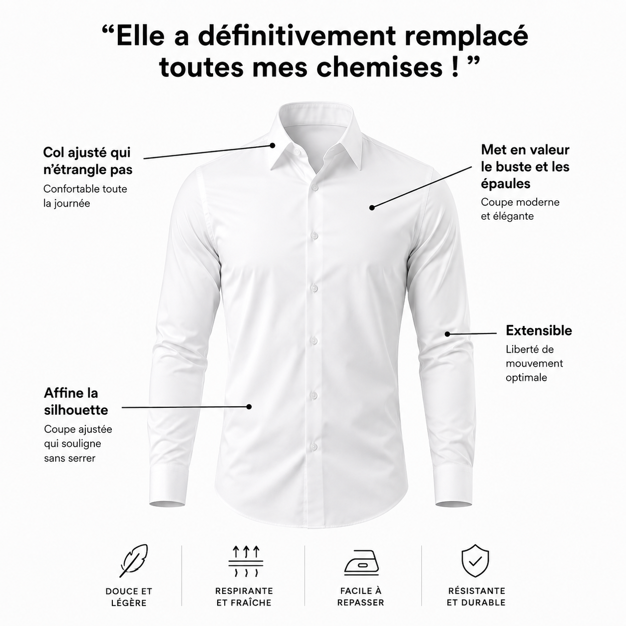 Chemise Homme Élégante Manches Longues – Coupe Moderne & Confortable – Style Chic et Décontracté