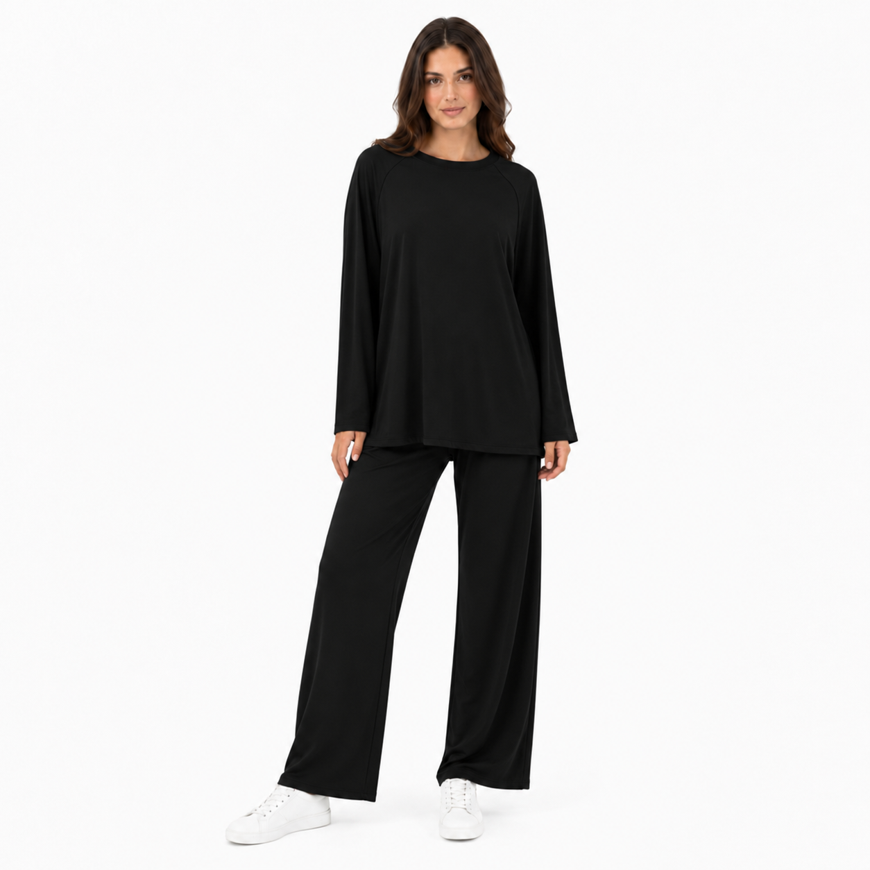 Ensemble Femme Oversize 2 Pièces – Haut Manches Longues; Pantalon Large Confort Taille Unique