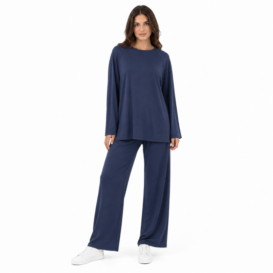 Ensemble Femme Oversize 2 Pièces – Haut Manches Longues; Pantalon Large Confort Taille Unique