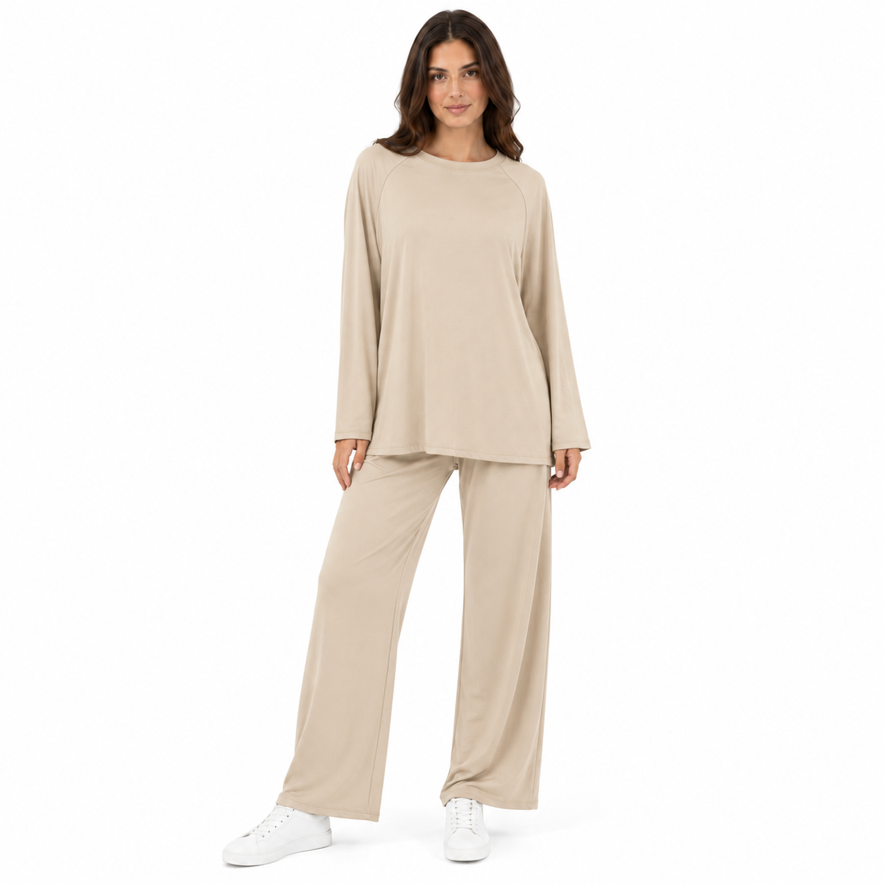 Ensemble Femme Oversize 2 Pièces – Haut Manches Longues; Pantalon Large Confort Taille Unique