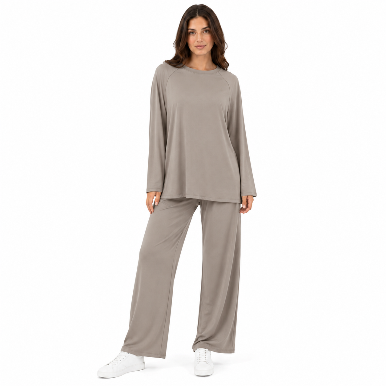 Ensemble Femme Oversize 2 Pièces – Haut Manches Longues; Pantalon Large Confort Taille Unique