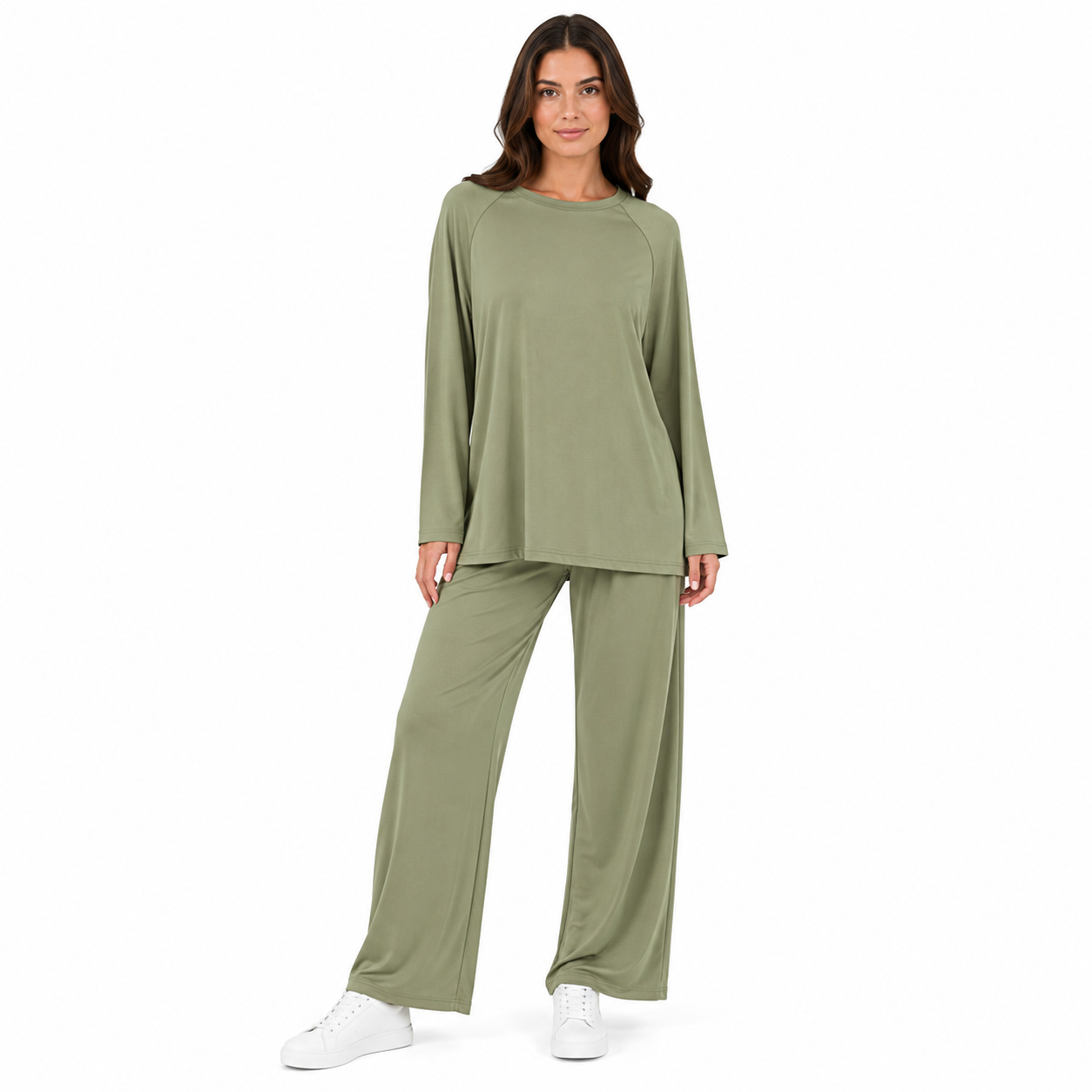 Ensemble Femme Oversize 2 Pièces – Haut Manches Longues; Pantalon Large Confort Taille Unique