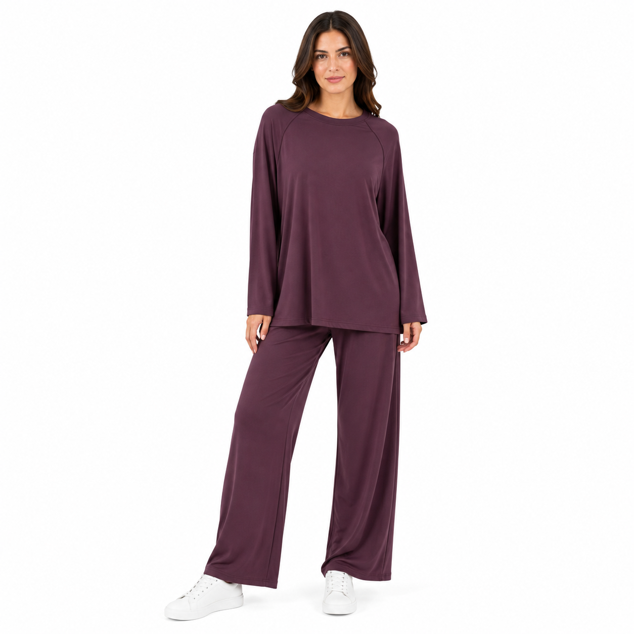 Ensemble Femme Oversize 2 Pièces – Haut Manches Longues; Pantalon Large Confort Taille Unique