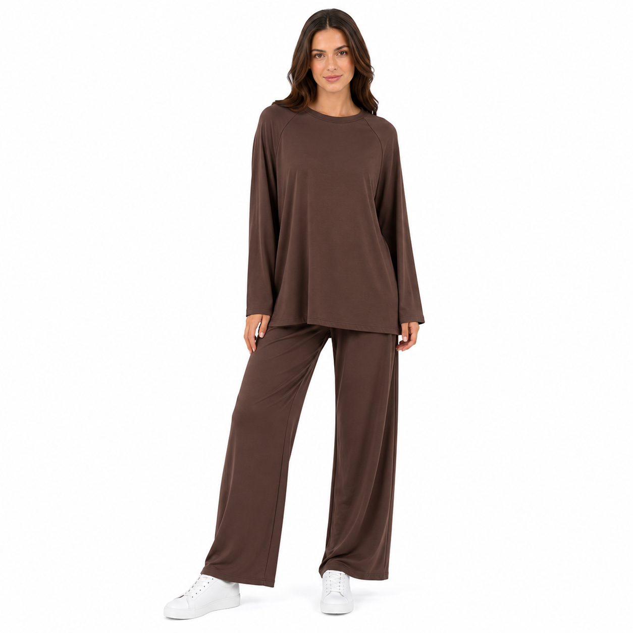 Ensemble Femme Oversize 2 Pièces – Haut Manches Longues; Pantalon Large Confort Taille Unique