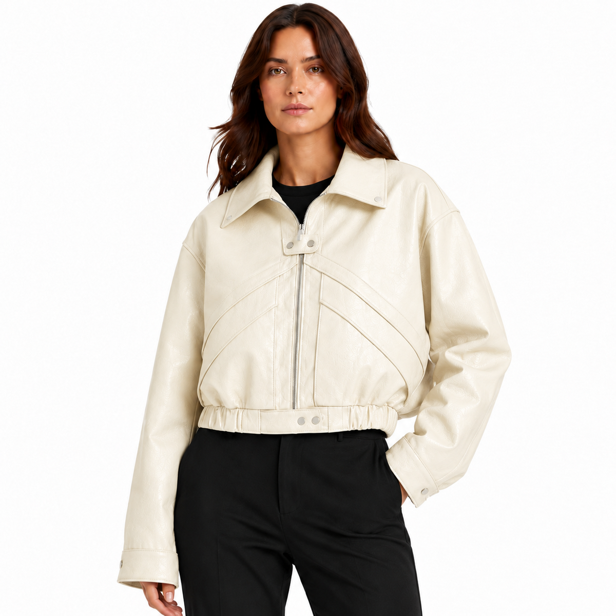 Veste Élégante Femme à Fermeture Éclair Cachée