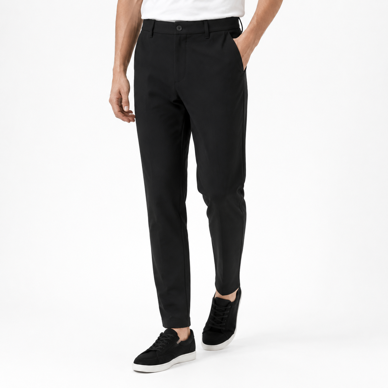 Pantalon Homme Élégant Coupe Droite et Extensible