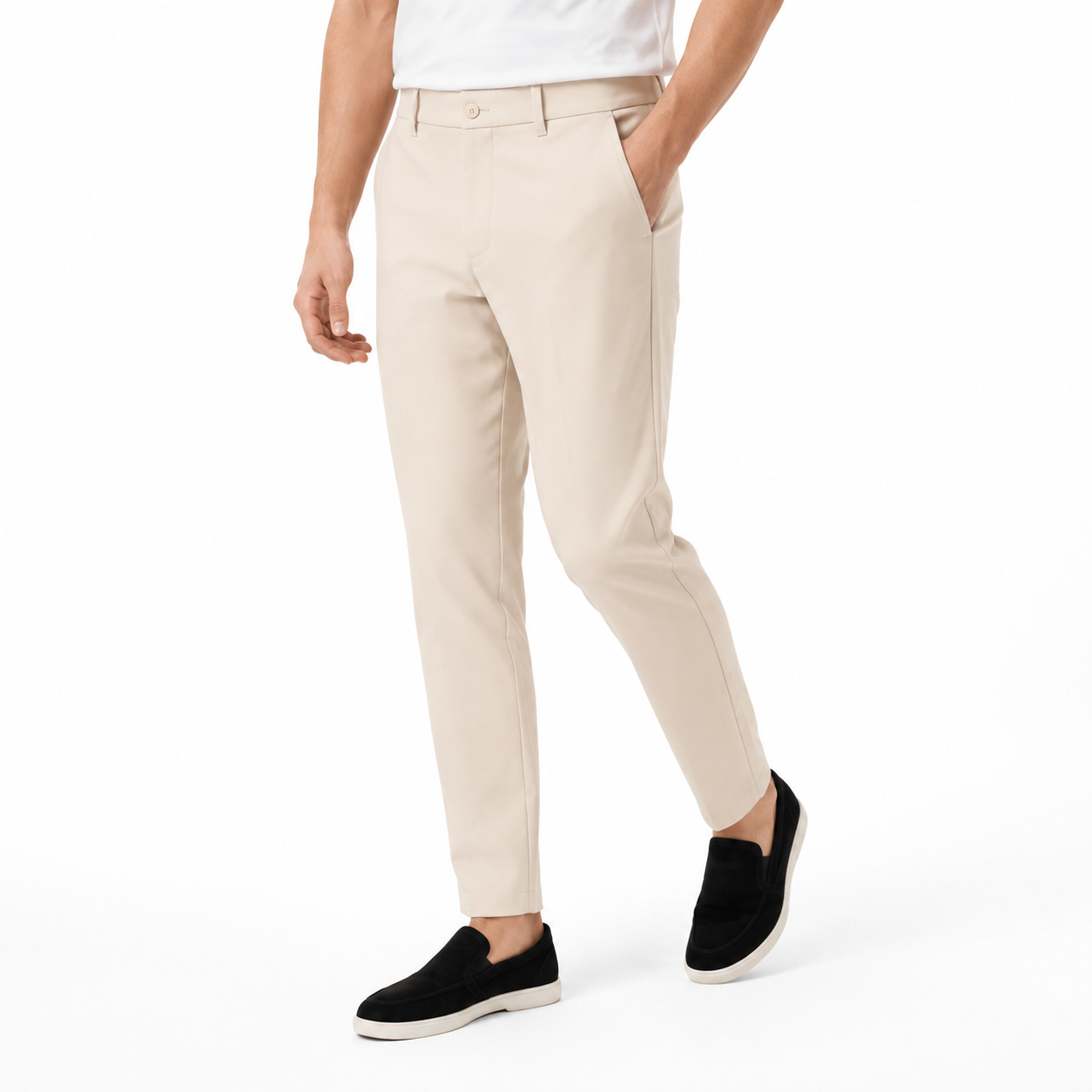Pantalon Homme Élégant Coupe Droite et Extensible