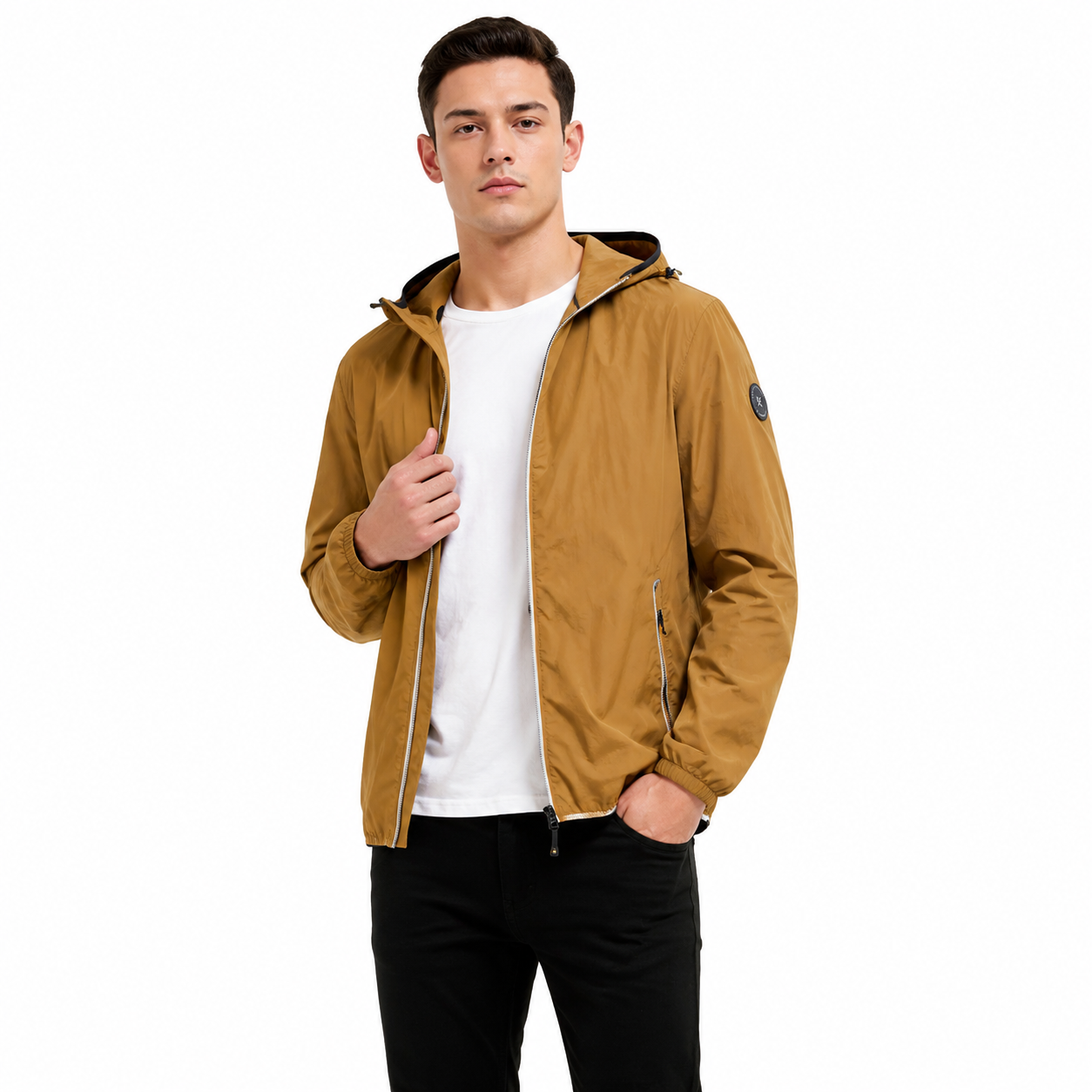 Veste Coupe-Vent Homme Légère à Capuche Zippée