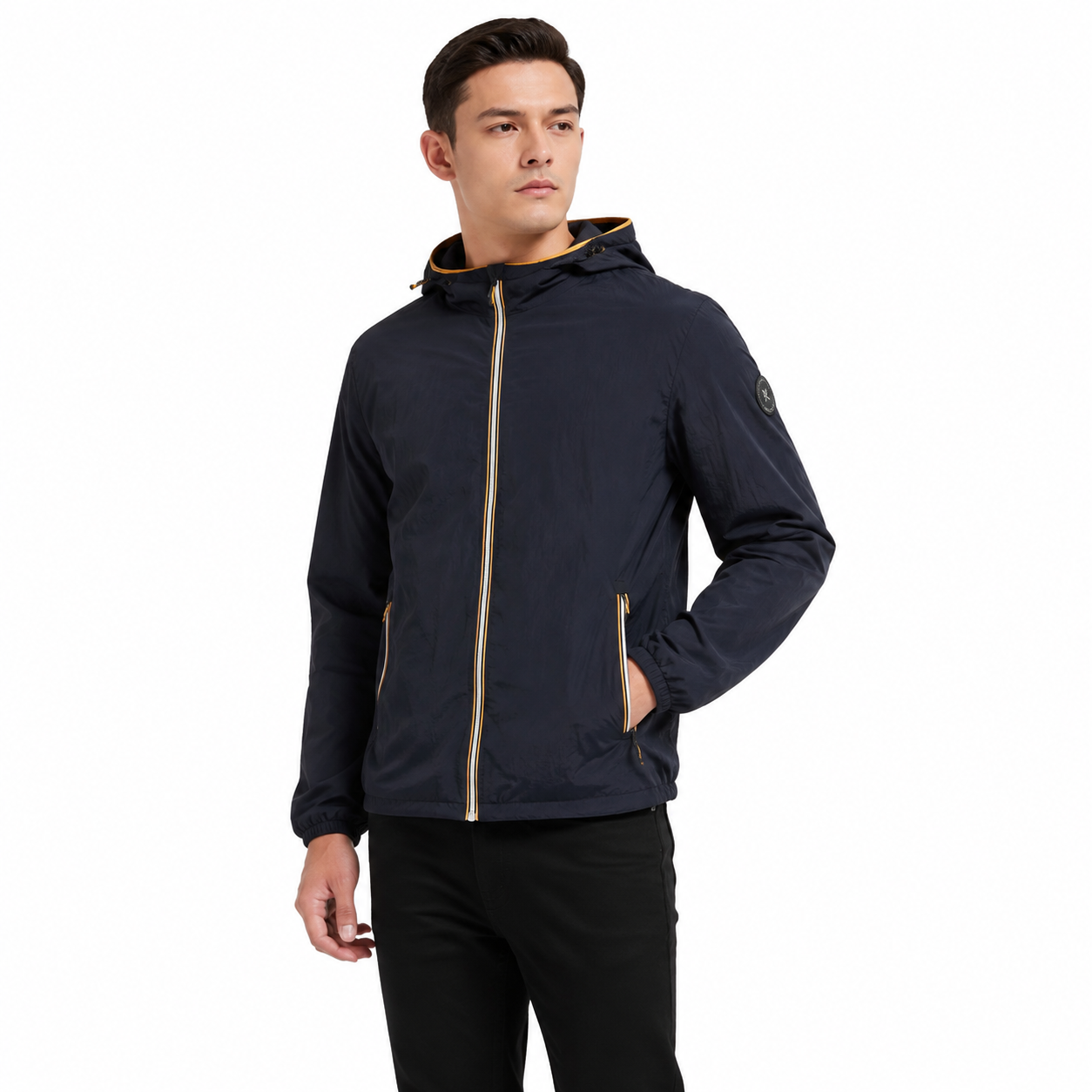 Veste Coupe-Vent Homme Légère à Capuche Zippée