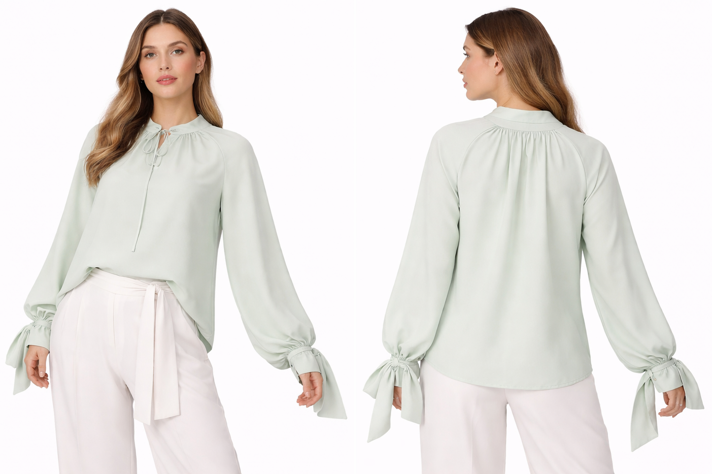 Chemise Femme Fluide à Nœud – Manches Longues – Coupe Élégante & Confort