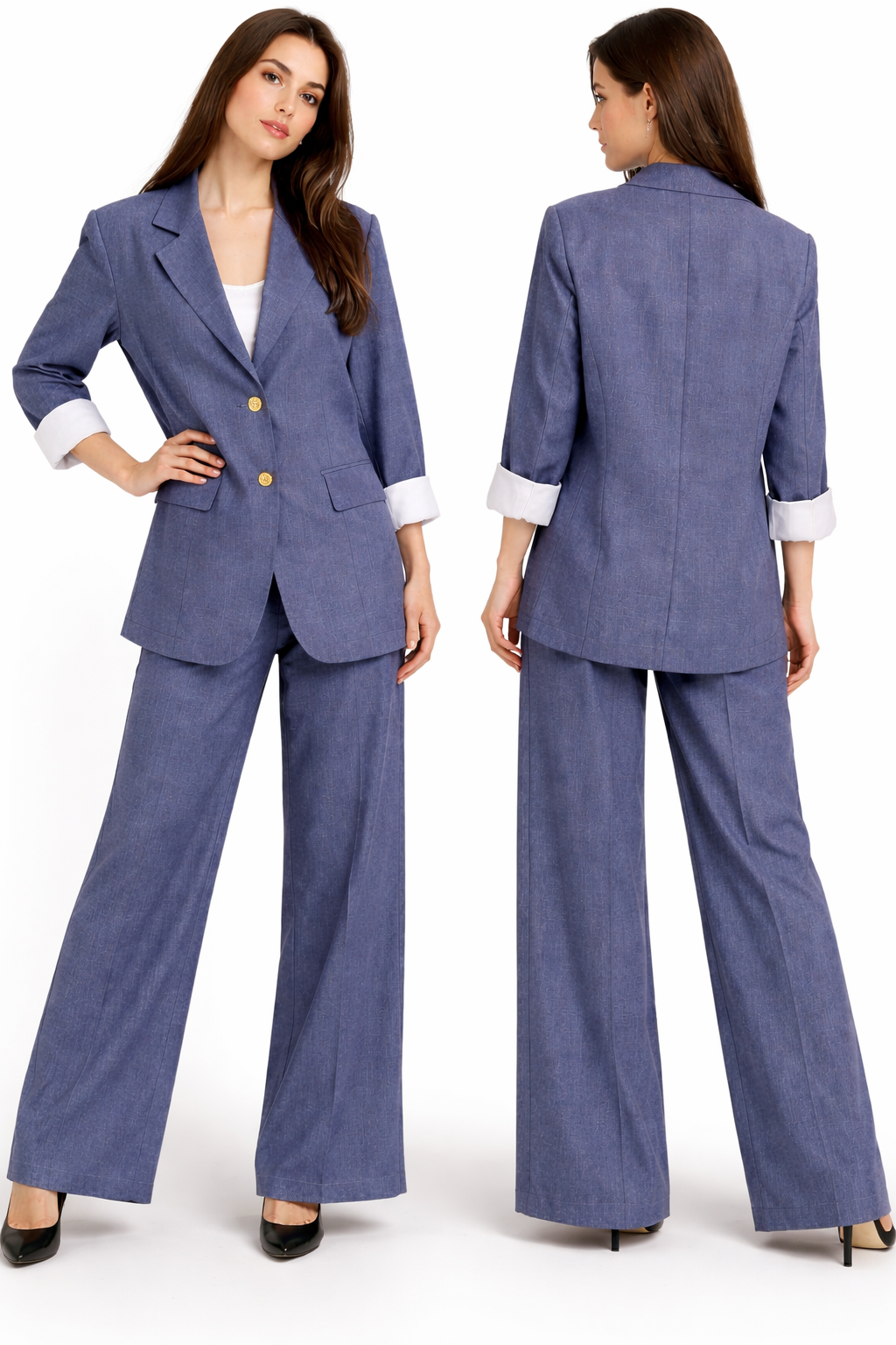 Ensemble Tailleur Femme 2 Pièces Chic – Blazer + Pantalon Fluide – Coupe Élégante