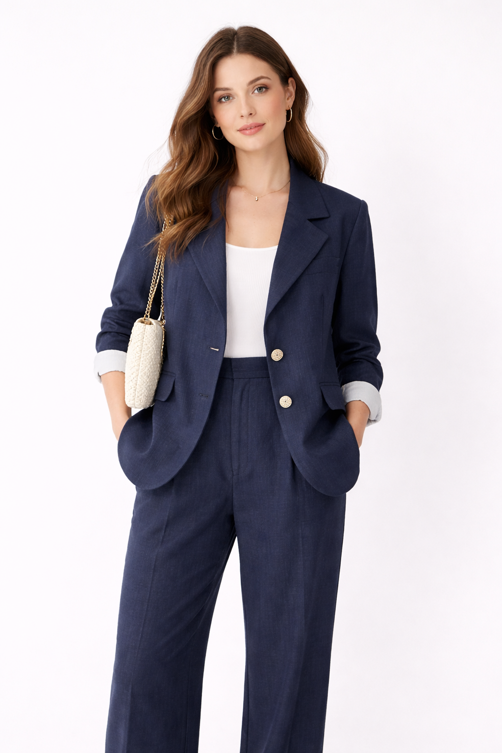 Ensemble Tailleur Femme 2 Pièces Chic – Blazer + Pantalon Fluide – Coupe Élégante