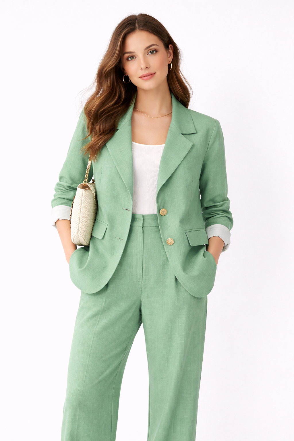 Ensemble Tailleur Femme 2 Pièces Chic – Blazer + Pantalon Fluide – Coupe Élégante