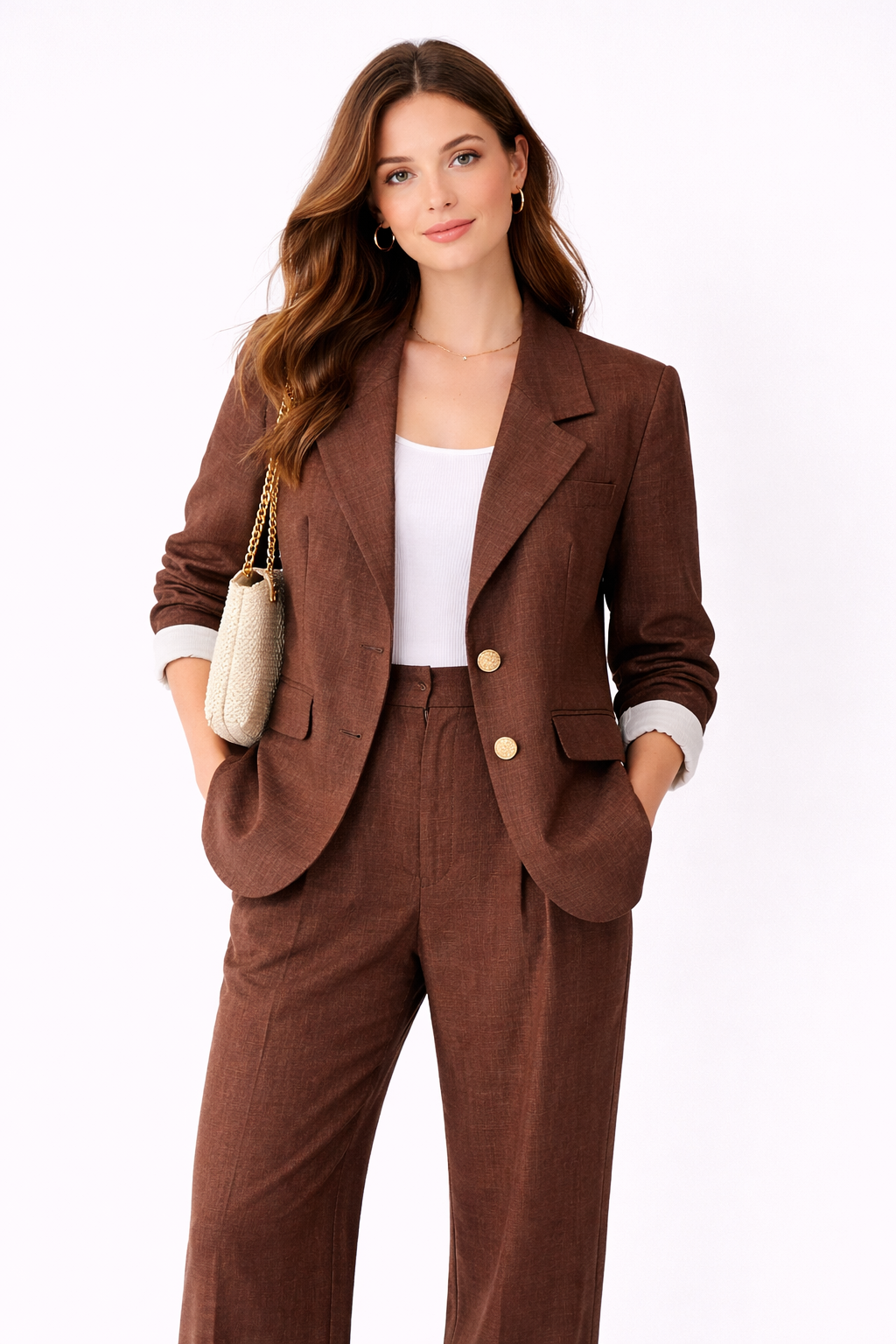 Ensemble Tailleur Femme 2 Pièces Chic – Blazer + Pantalon Fluide – Coupe Élégante