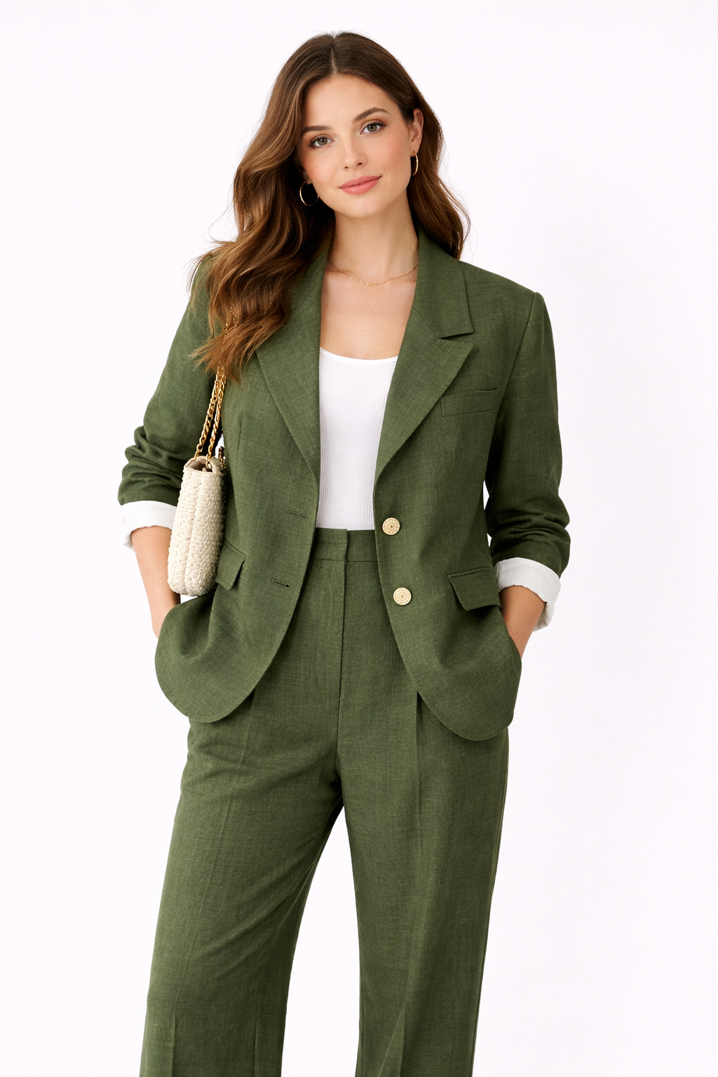 Ensemble Tailleur Femme 2 Pièces Chic – Blazer + Pantalon Fluide – Coupe Élégante