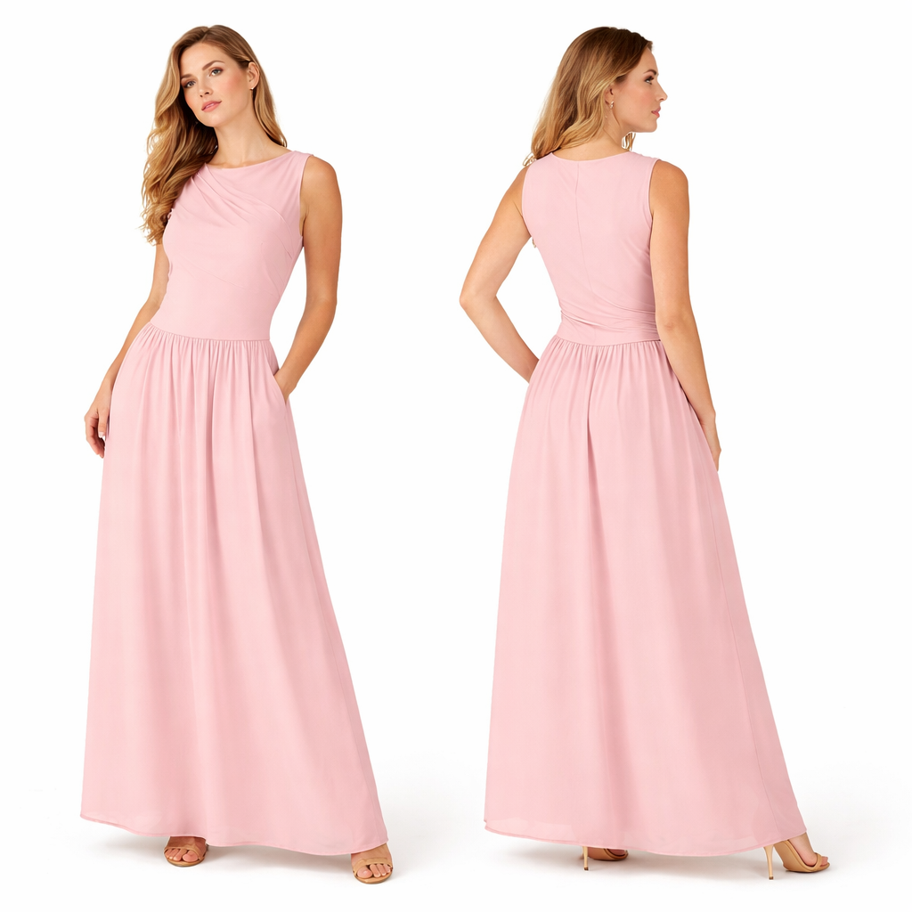 Robe Longue Femme Élégante Sans Manches – Coupe Fluide Doublée, Haut Extensible &amp; Taille Confort