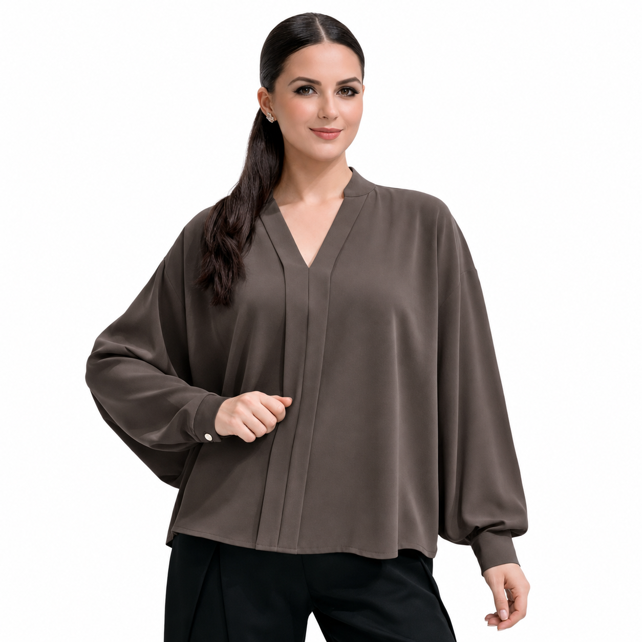 Elegante Damenbluse mit fließendem Schnitt – Schickes und bequemes Oberteil für Arbeit und Alltag