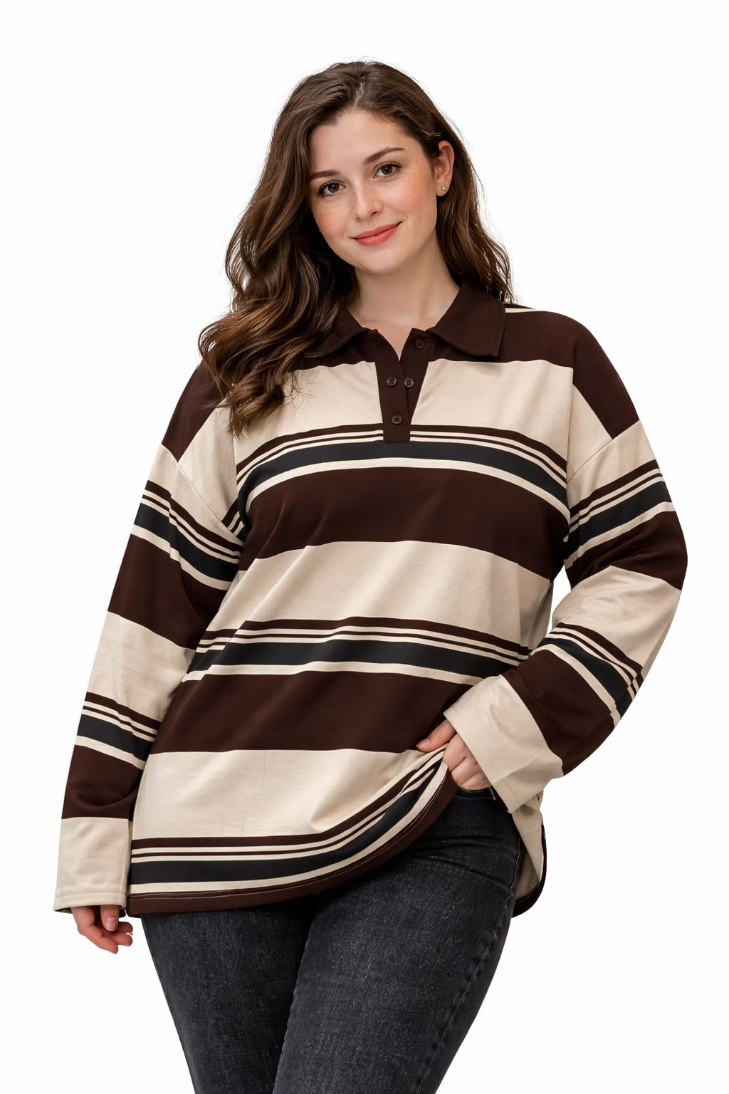 Pull oversize stylé a rayures 248